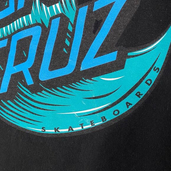 Santa Cruz Mens Black T-Shirt Skateboard Surf Wave Graphic Tee Short Sleeve - Picture 9 of 10